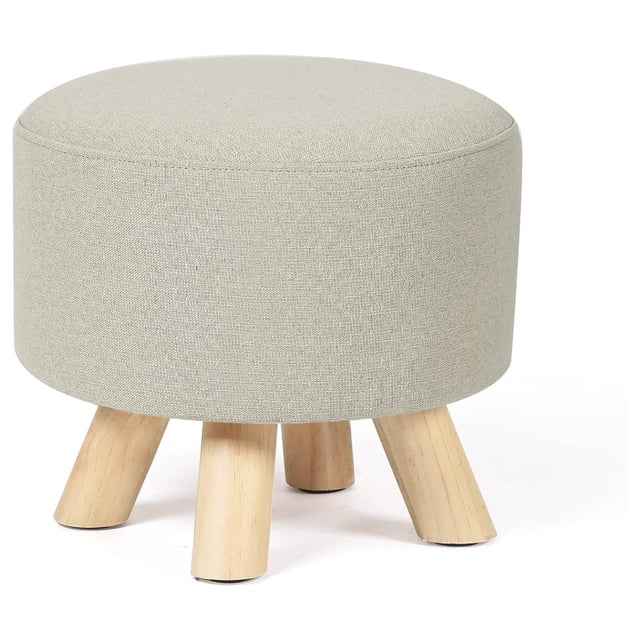 wiixle-round-small-footrest-ottoman-linen-fabric-padded-footstools-with