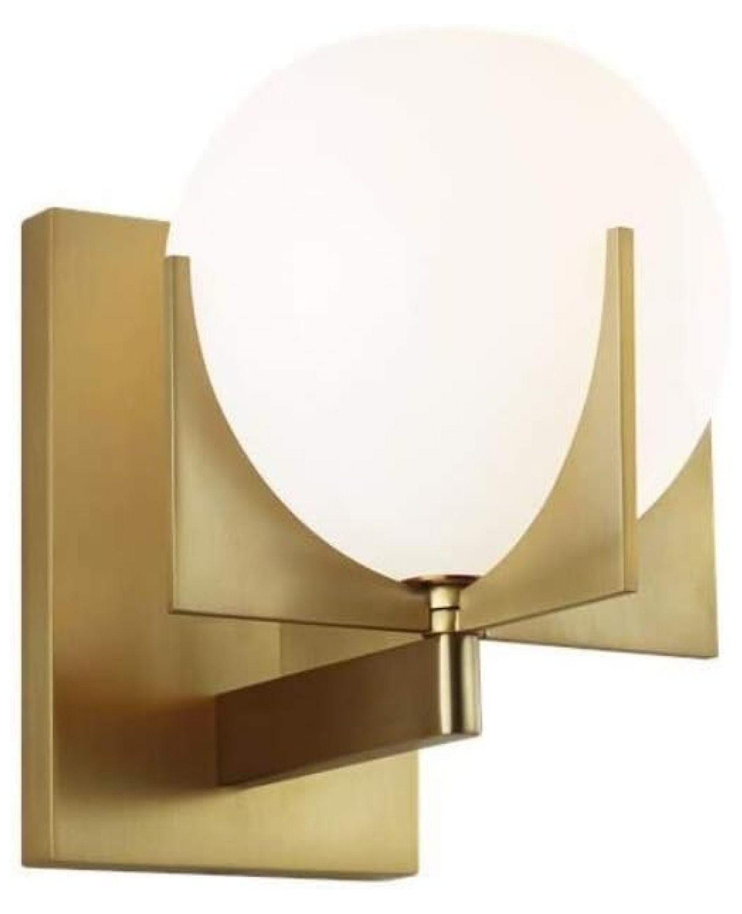 Abbott Retro-Inspired Burnished Brass Wall Sconce with Milk Glass Shade
