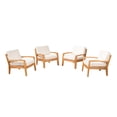 thumbnail image 1 of WIlcox Outdoor Wooden Club Chairs with Cushions, Set of 4, Teak Finish, Beige, 1 of 6