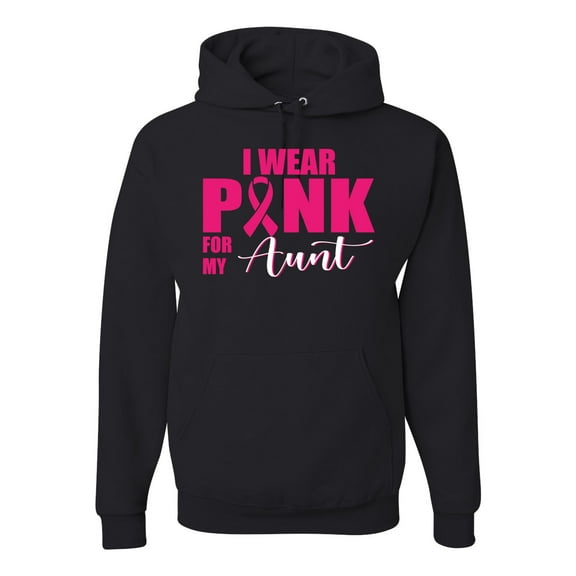 WIld Bobby Breast Cancer Awareness I Wear Pink for My Aunt Unisex Hoodie Sweatshirt, Black, Small