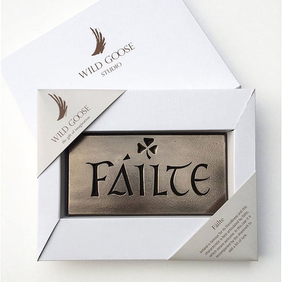 WIld Goose Traditional Irish Blessing Filte Sign and Shamrock Resin Cast Coated In Bronze 8 L x 4 W Irish Welcome Wall Decor Plaque Made in Ireland