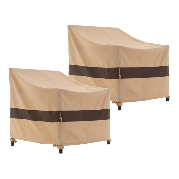 WJ-X3 Outdoor Patio Lounge Chair Cover, 29"(W) × 30"(D) × 36/26"(H), Beige & Coffee