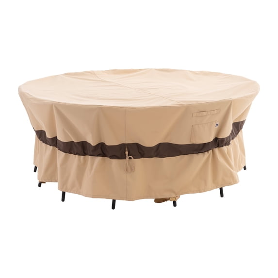 WJ-X3 Waterproof Patio Outdoor Round Furniture Cover for Table & Chairs, Anti Fade & Windproof, 110''Dia x 31''H