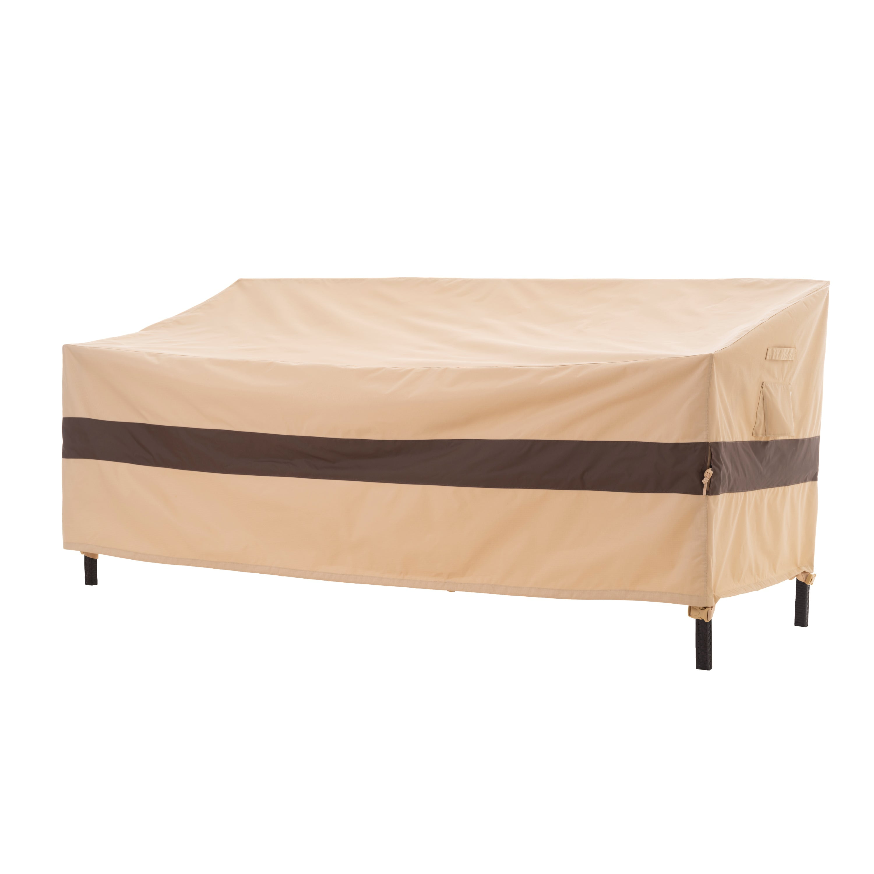 Beige and Coffee Waterproof Ripstop Outdoor Sofa Cover, 87"W x 42"D x 35"H