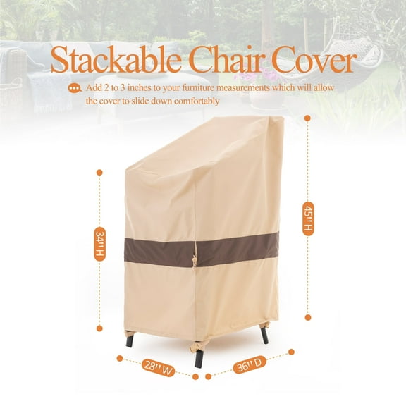 WJ-X3 Waterproof Patio Outdoor Stackable Chair Cover, 28"W x 36"D x 45"H, Multicolor