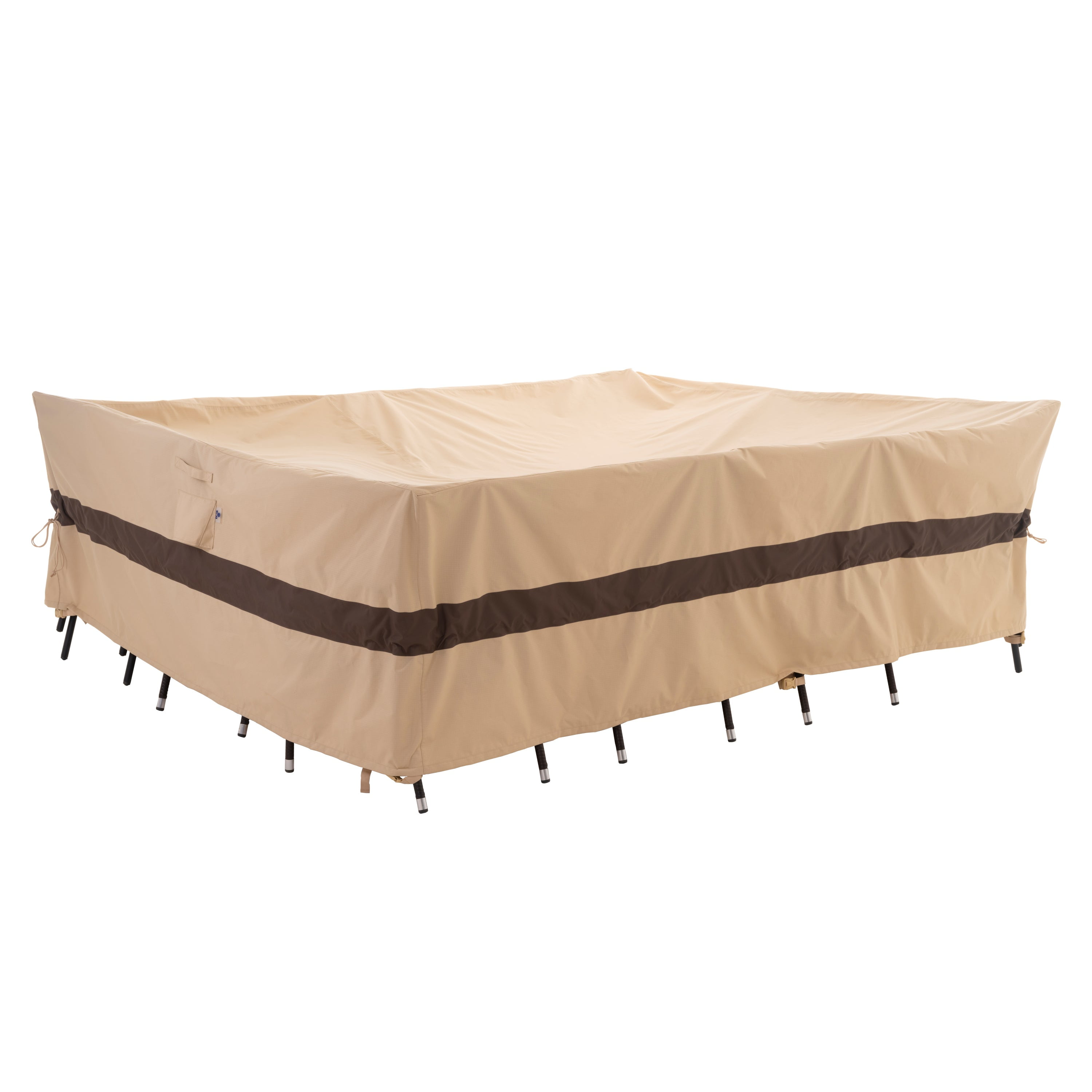 Large Beige and Coffee Waterproof Ripstop Outdoor Patio Table Cover