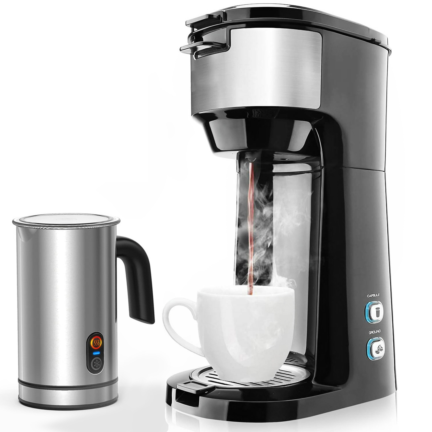 WJB SYCM006 Single Serve Coffee Maker Maker Machine 6 to 14 oz W/ Milk