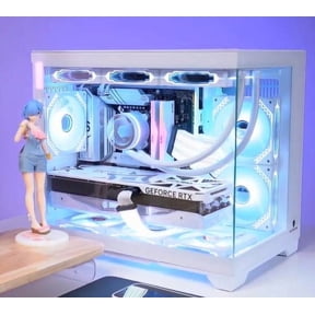 WJCOOLMAN Lone Warrior Upgrade Edition Computer Case Panoramic Version 2Side Transparent Glass Gaming Support 9 Fan Positions 360 AIO Support Micro-ATX Gming Case High-Airflow Design