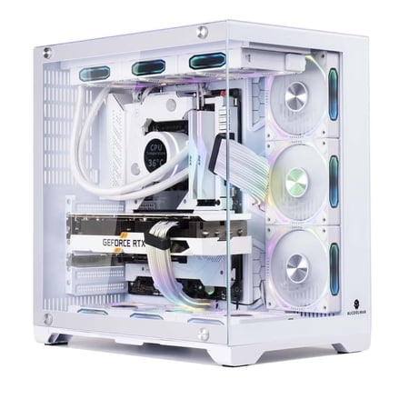 WJCOOLMAN Lonely Warrior PRO White Panoramic Version 2Side Transparent Glass Gaming Computer Case Support 10 Fan Positions 360 AIO Support ATX/M-ATX Gming Case High-Airflow Design