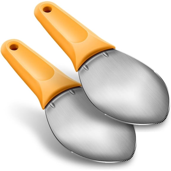 WJERM Non Slip Handle Fruit Cutting Slicer Tool, Mango Pitter Splitter For Avocado Kiwi Papaya Dragon Fruit, 2 Pcs 7.8*2.7 Inch Yellow