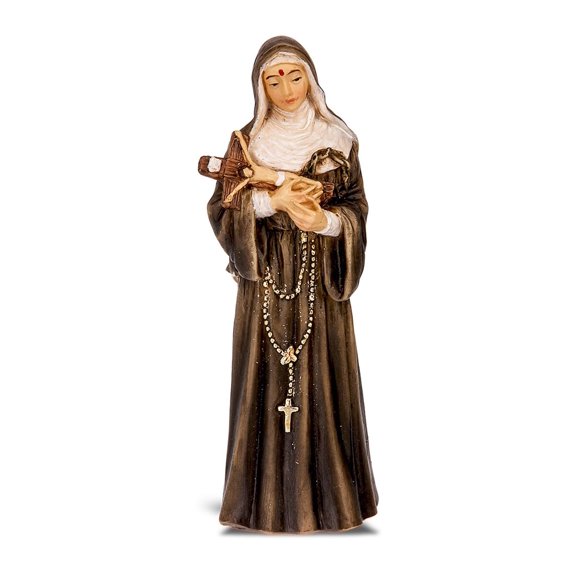 WJH Saint Rita of Cascia 4 Inch H Statue with Gold Embossed Prayer Card