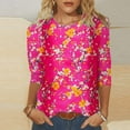 thumbnail image 1 of WJHWSX 3/4 Length Sleeve Womens Tops,Going Out Tops for Women,Breathable,Crew Neck,Solid,Multicolor,XL, 1 of 5