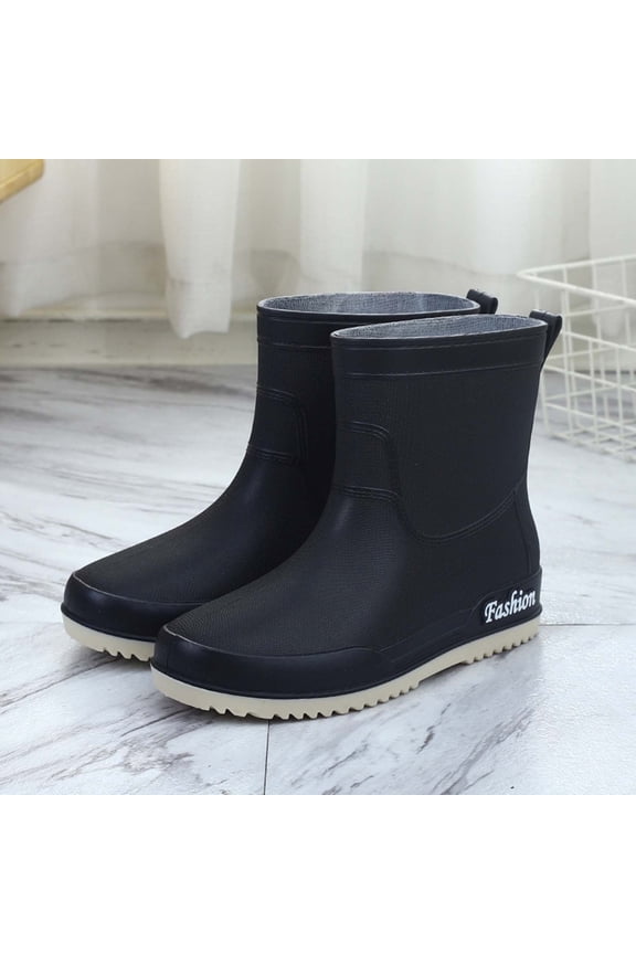 Ankle Rain Boots for Women,Rain Boots for Women,Women Rain Boots,Waterproof,Slip-Resistant,Solided,PVC,Black,37 (US:6)