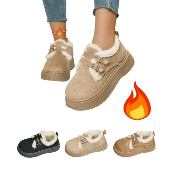 ATENAR Boots for Women,Womens Snow Boots,Womens Winter Boots,Warm,Slip on,Waterproof,Solid,Flock,Beige,(US:5.5)