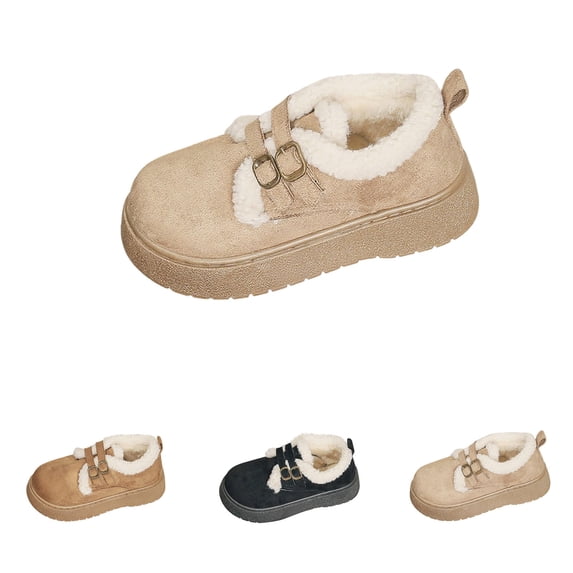 ATENAR Boots for Women,Ankle Boots for Women,Waterproof,Comfortable,Warm,Solid,Flock,Beige,(US:9)