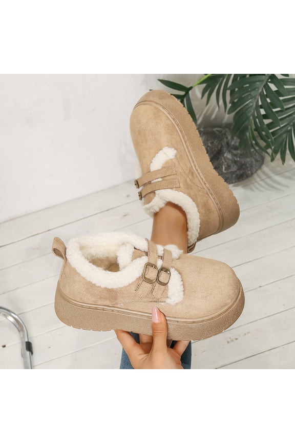 Boots for Women,Ankle Boots for Women,Waterproof,Comfortable,Warm,Solid,Flock,Beige,(US:9)