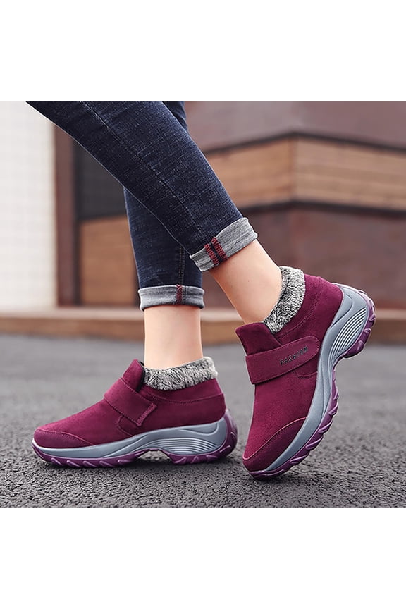 Boots for Women,Fur Boots,Waterproof,Comfortable,Warm,Printed,Nylon,Spandex,Red,(US:7)