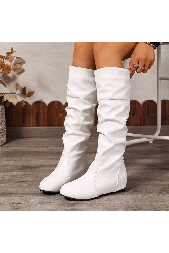 Boots for Women,Knee High Boots,Womens Boots,Safety Toe,Waterproof,PU,White,36(US:5.5)