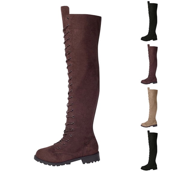 ATENAR Boots for Women,Knee High Boots,Fashion,Stability,Low Heel,Coffee,42(US:9)
