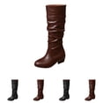 thumbnail image 1 of ATENAR Boots for Women,Knee High Boots,Round Toe,Slip-Resistant,Slip-On,Low Heel,Brown,40(US:7.5), 1 of 10