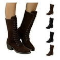 thumbnail image 1 of ATENAR Boots for Women,Mid Calf Boots for Women Low Heel,Casual,Fashion,Flock,Coffee,39(US:7), 1 of 9