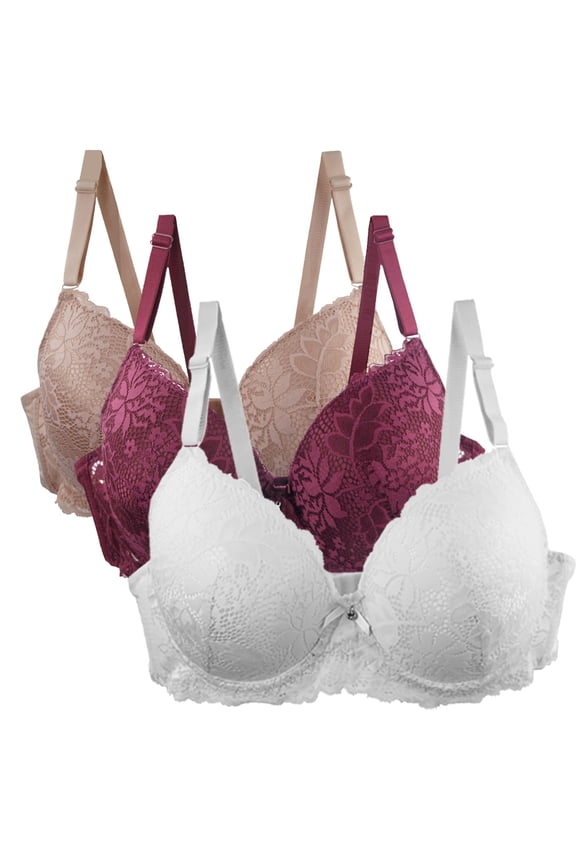 Bras for Women,Push Up Bra,Womens Bras,Breathable,Comfort Fit,Solid,Polyester,Spandex ,Beige,3XL