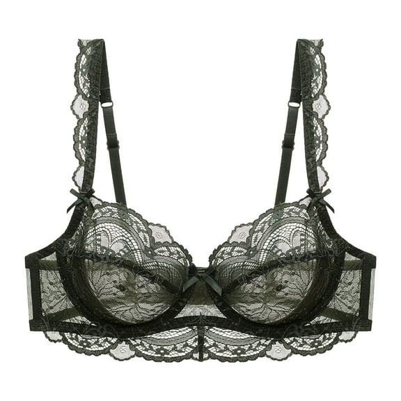 ATENAR Bras for Women,Push Up Bra,Womens Bras,Comfort Fit,Soft,Solid,Nylon,Spandex,Green,XL