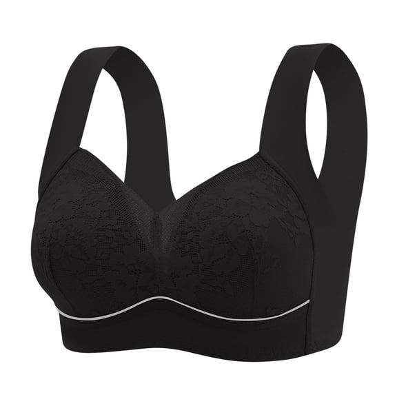 ATENAR Bras for Women,Push Up Bra,Womens Bras,Comfort Fit,Soft,Solid,Polyester,Spandex ,Black,L