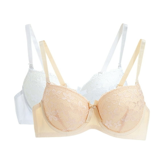 ATENAR Bras for Women,Push Up Bra,Womens Bras,Stretch Fabric,Adjustable Strap,Solid,Polyester,Beige,S