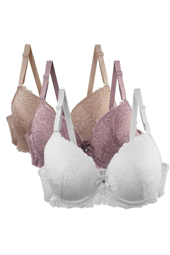 Bras for Women,Push Up Bra,Womens Bras,Stretch Fabric,Breathable,Solid,Polyester,Spandex ,Beige,3XL