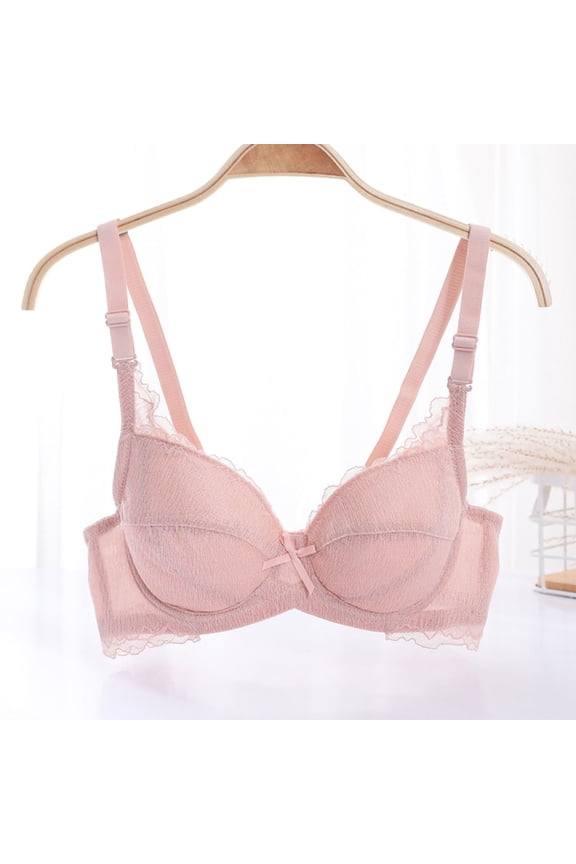 Bras for Women,Push Up Bra,Womens Bras,Stretch Fabric,Breathable,Solid,Polyester,Spandex ,Pink,M