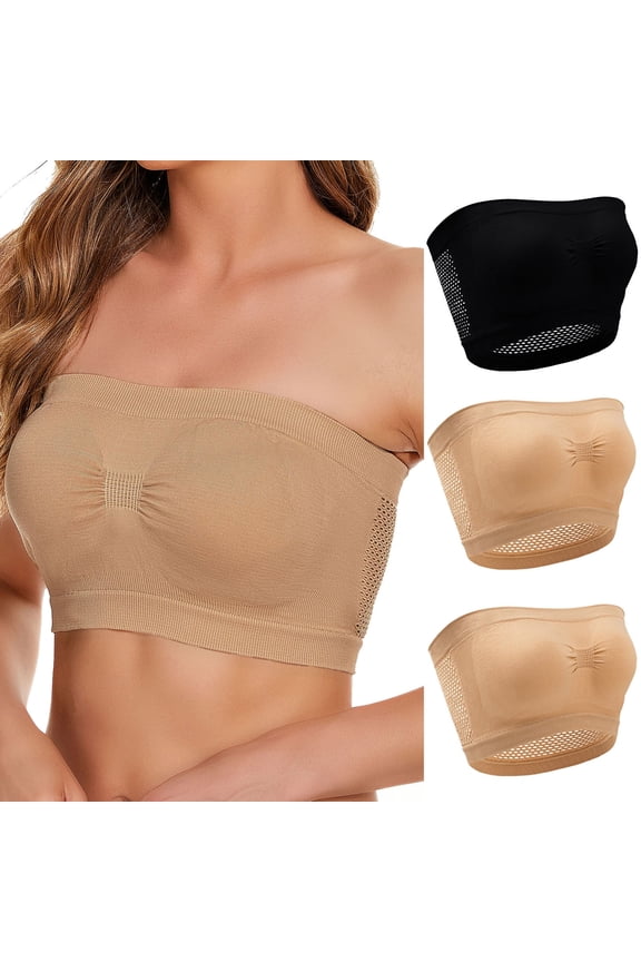 Bras for Women,Strapless Bra,Womens Bras,Breathable,Comfort Fit,Solid,Nylon,Spandex,Black,2XL(US:12)