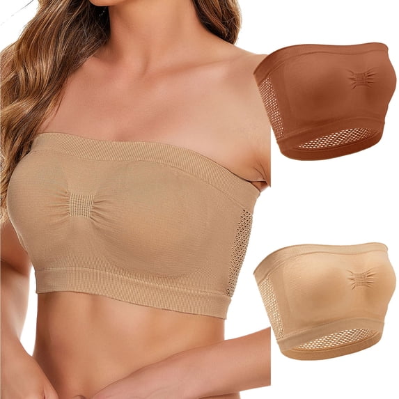ATENAR Bras for Women,Strapless Bra,Womens Bras,Breathable,Comfort Fit,Solid,Nylon,Spandex,Brown,5XL(US:18)
