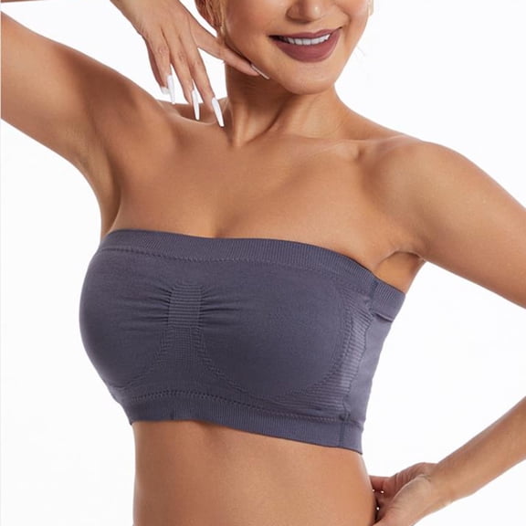ATENAR Bras for Women,Strapless Bra,Womens Bras,Soft,Stretch Fabric,Solid,Nylon,Spandex,Gray,S(US:4)