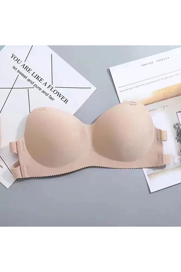 Bras for Women,Strapless Bra,Womens Bras,Stretch Fabric,Breathable,Solid,Nylon,Spandex,Beige,Free Size