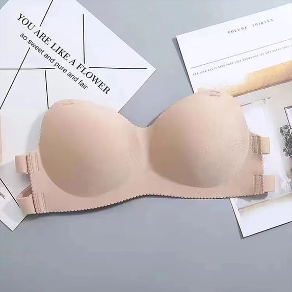 ATENAR Bras for Women,Strapless Bra,Womens Bras,Stretch Fabric,Breathable,Solid,Nylon,Spandex,Beige,Free Size