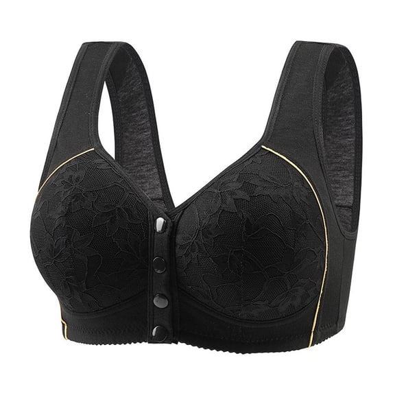 ATENAR Bras for Women,Wireless Bras for Women,Womens Bras,Breathable,Comfort Fit,Printed,Cotton,Black,44