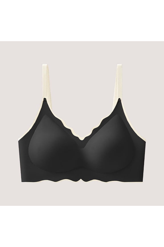 Bras for Women,Wireless Bras for Women,Womens Bras,Breathable,Comfort Fit,Solid,Nylon,Spandex,Black,M