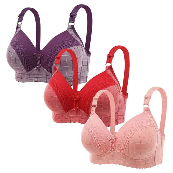 ATENAR Bras for Women,Wireless Bras for Women,Womens Bras,Breathable,Comfort Fit,Solid,Nylon,Spandex,Purple,3XL