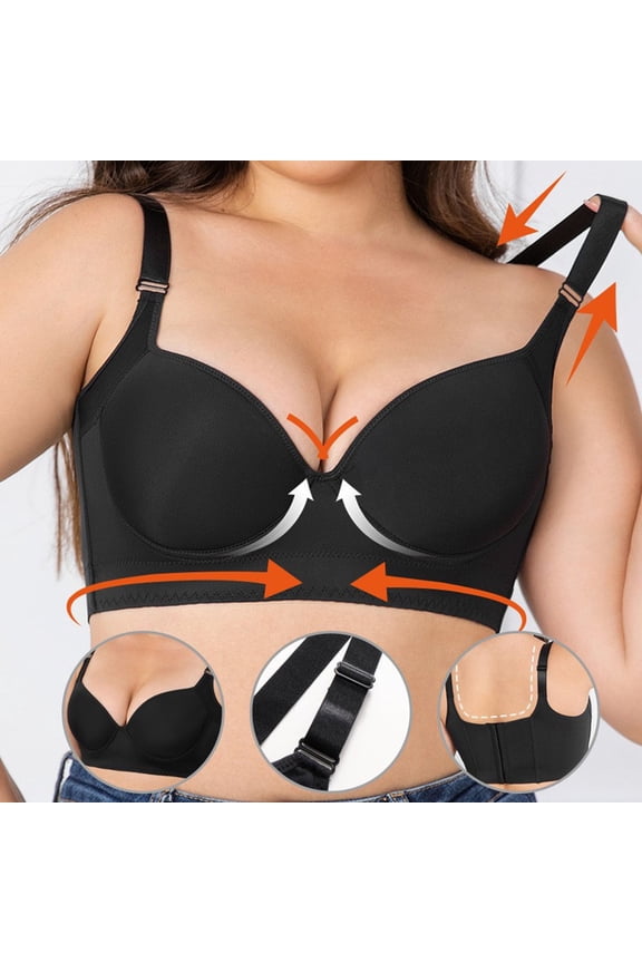 ATENAR Bras for Women,Wireless Bras for Women,Womens Bras,Breathable,Comfort Fit,Solid,Polyester,Black,48