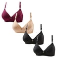 thumbnail image 1 of ATENAR Bras for Women,Wireless Bras for Women,Womens Bras,Breathable,Comfort Fit,Solid,Polyester,Wine,2XL(US:12), 1 of 7