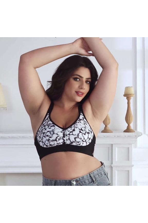 Bras for Women,Wireless Bras for Women,Womens Bras,Comfort Fit,Soft,Printed,Nylon,Spandex,Black,S