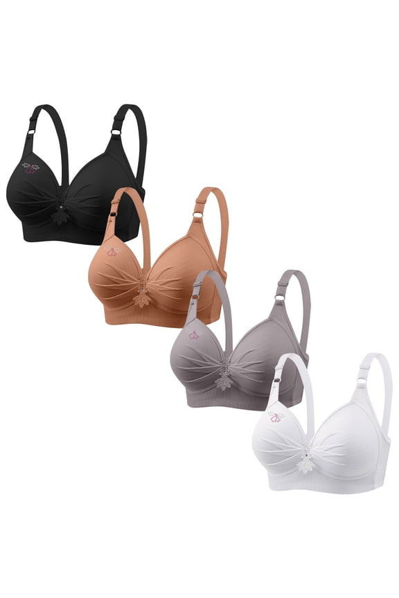 Bras for Women,Wireless Bras for Women,Womens Bras,Comfort Fit,Soft,Solid,Nylon,Black,L