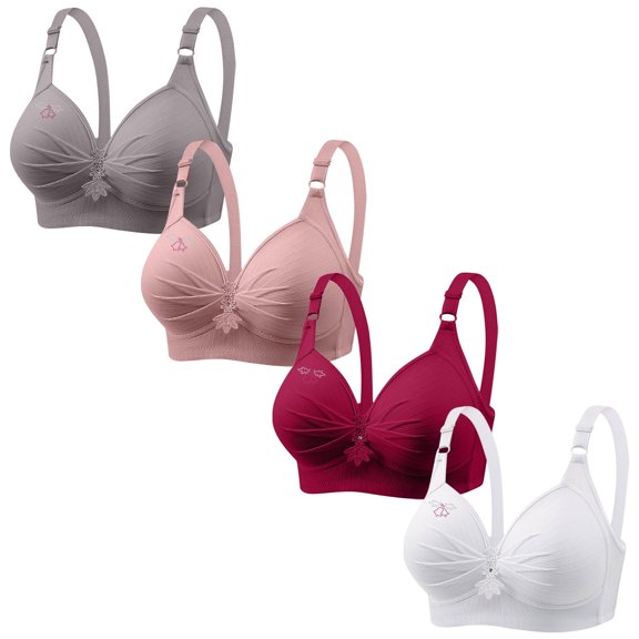 ATENAR Bras for Women,Wireless Bras for Women,Womens Bras,Comfort Fit,Soft,Solid,Nylon,Gray,L