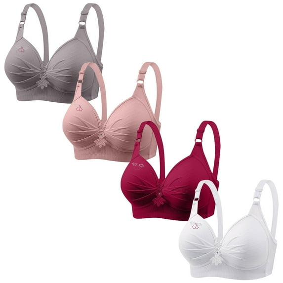 ATENAR Bras for Women,Wireless Bras for Women,Womens Bras,Comfort Fit,Soft,Solid,Nylon,Gray,L