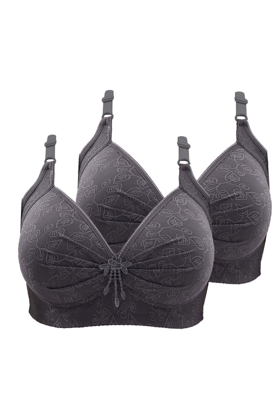 Bras for Women,Wireless Bras for Women,Womens Bras,Comfort Fit,Soft,Solid,Nylon,Gray,S(US:6)