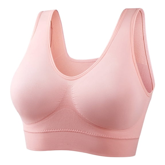 ATENAR Bras for Women,Wireless Bras for Women,Womens Bras,Comfort Fit,Soft,Solid,Nylon,Spandex,Pink,2XL