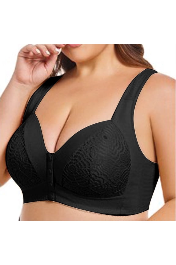 Bras for Women,Wireless Bras for Women,Comfort Fit,Soft,Solid,Polyester,Black,46G