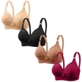 thumbnail image 1 of ATENAR Bras for Women,Wireless Bras for Women,Womens Bras,Soft,Stretch Fabric,Solid,Nylon,Beige,3XL, 1 of 8