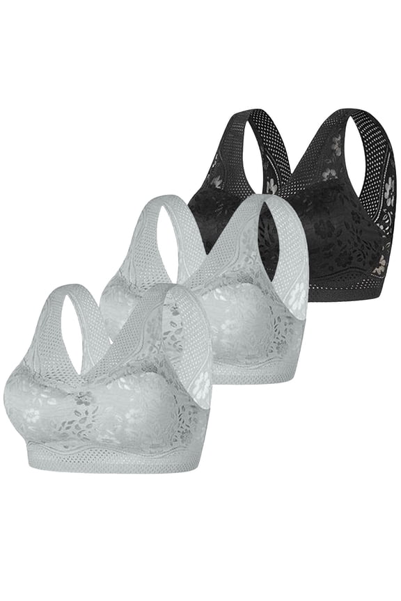 Bras for Women,Wireless Bras for Women,Womens Bras,Soft,Stretch Fabric,Solid,Nylon,Blue,L